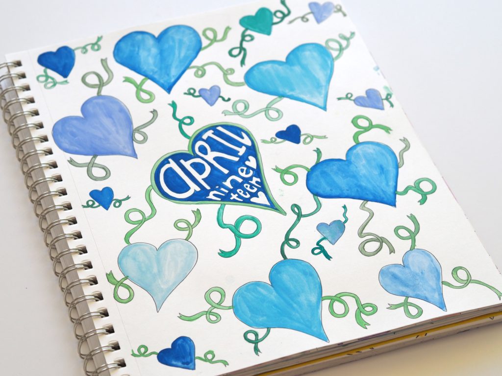 Lots of love doodles in the April art journal | ALMB
