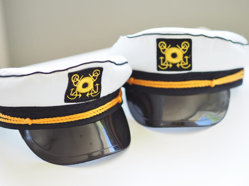 Inexpensive captain hats made for some fun photo props. 
